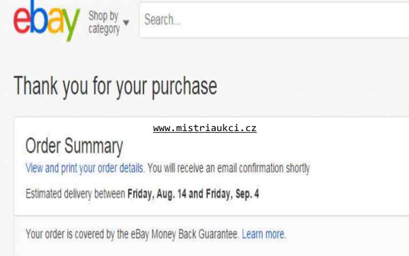 úspěšný nákup na Ebay