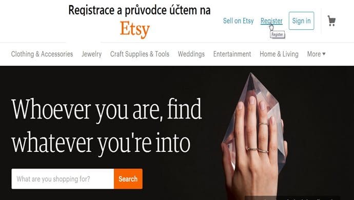 registrace a průvoce Etsy.com